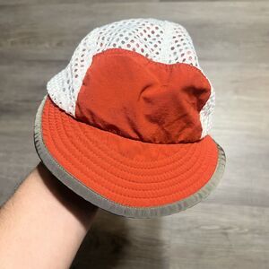 Vintage 90s Patagonia Mesh 5 Panel Hiking Hat Cap White Red Size Small USA